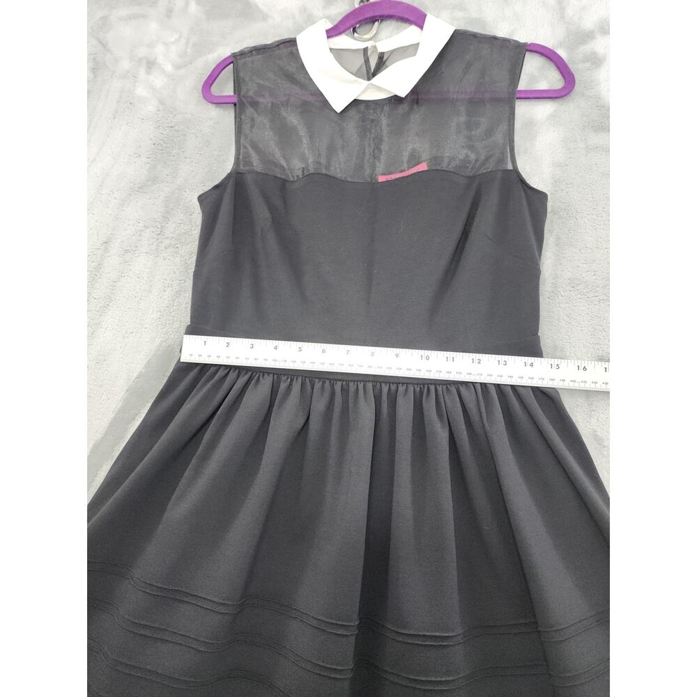 Betsey Johnson Sleeveless Collared Sheer‎ Midi Dress Size 10 Black White Party - Picture 8 of 10